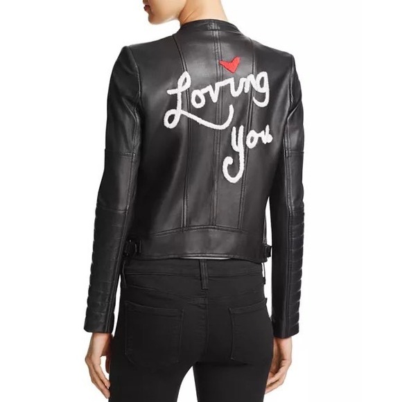 Alice + Olivia Gamma "Loving You" Embroidered Leather Moto Jacket – Rare - Picture 9 of 9